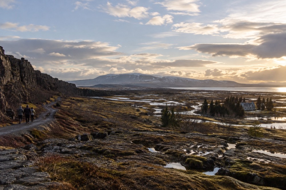 Rift valley landscape at Thingvellir national park under a wide sky